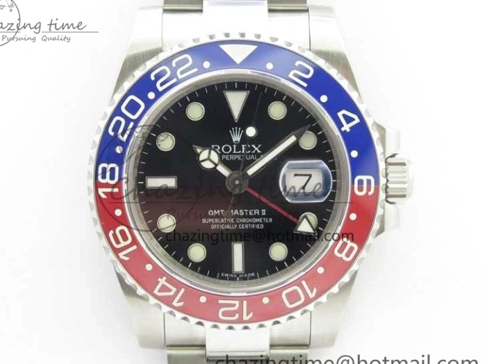 MiroTime 0417 Breathable GMT Master II 116719 BLRO Real Ceramic 904L SS GMF 1:1 Best Edition Black Dial on Bracelet A3186 (Correct Hand Stack) 3243